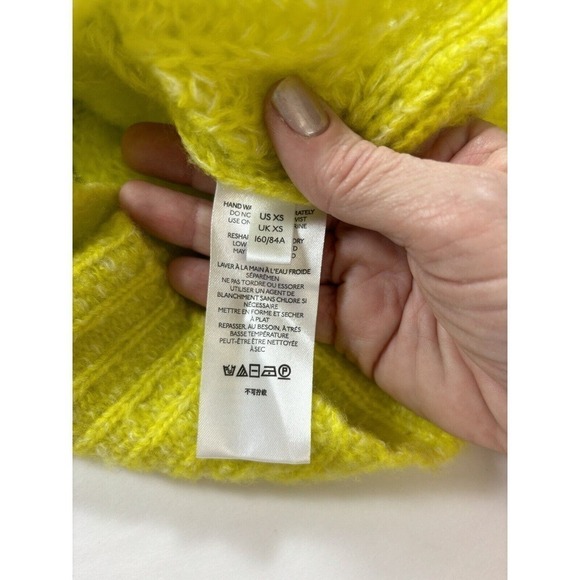 By Anthropologie Honore Sweater Highlighter Yellow XS Wool Blend Fluorescent - Picture 9 of 13